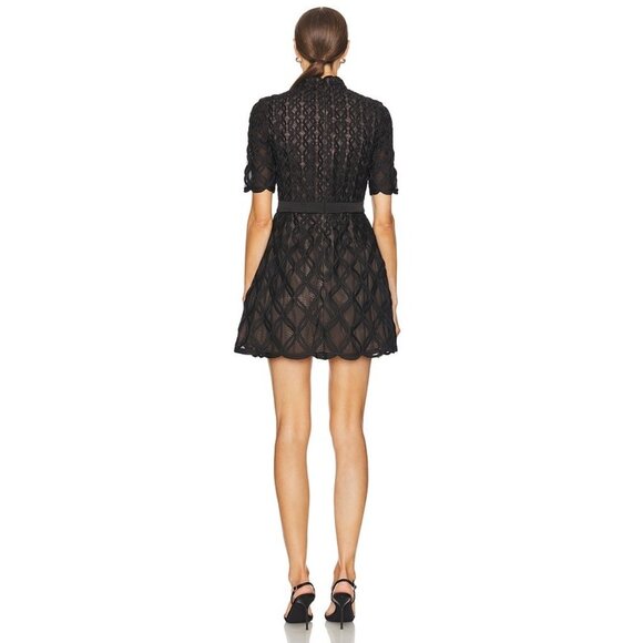 Jonathan Simkhai Costina Textured Crepe Fit and Flare Black Dress Architectural - Picture 10 of 16